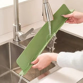 Silicone Sink Splash Guard | Flexible Water Stopper for Kitchen & Bathroom Sinks | Prevents Splashes & Spills - With Suction - 14Inch (Random Color)