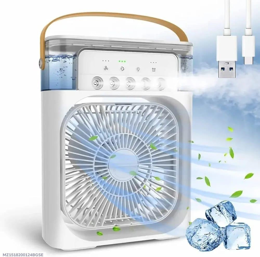 Portable Air Cooler Fan — 3-in-1 Mini AC Desktop Humidifier with 7-Color LED