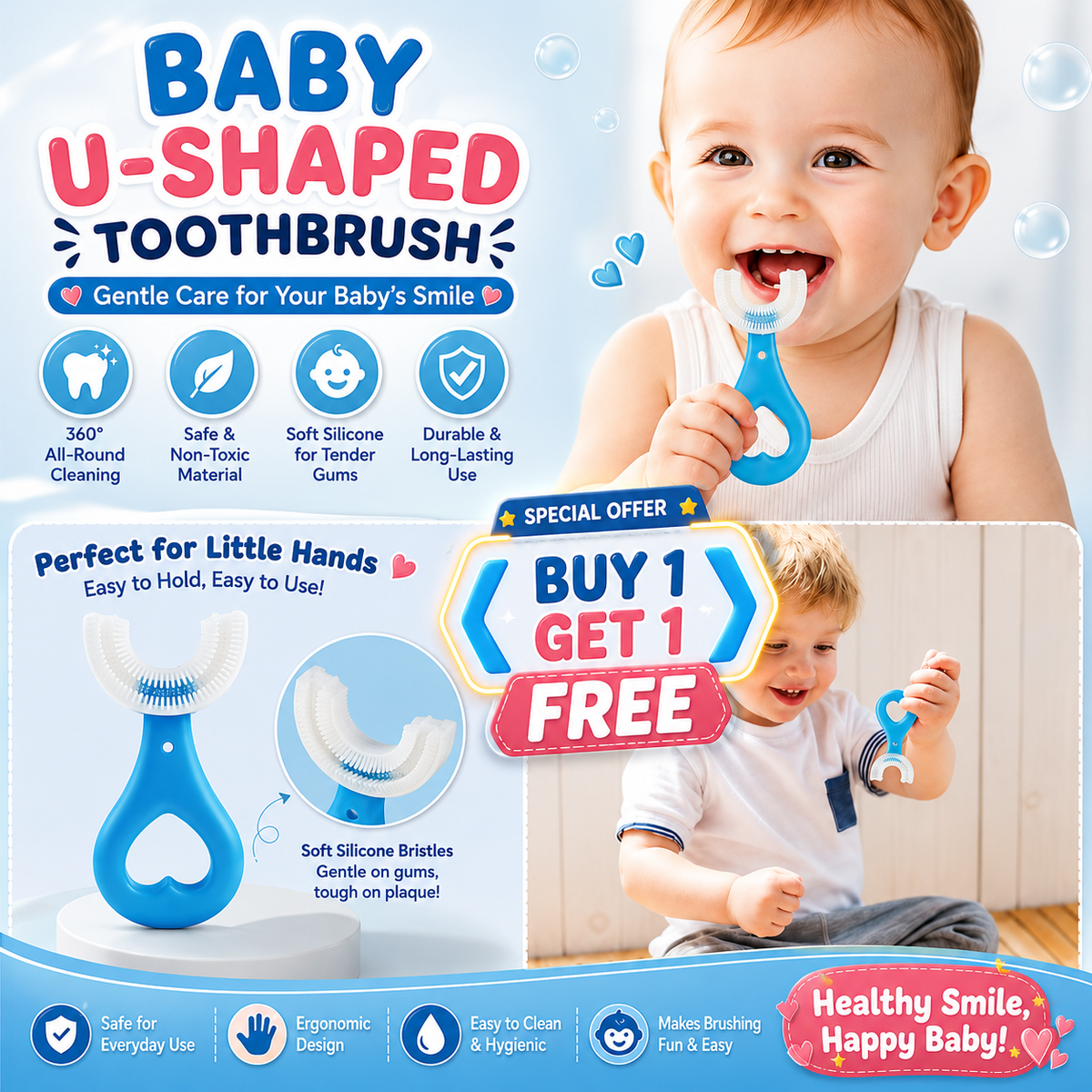 360°U-Shaped Baby Toothbrush ⟪𝗕𝗨𝗬 𝟭 𝗚𝗘𝗧 𝟭 𝗙𝗥𝗘𝗘 ⟫ 𝗢𝗡𝗟𝗬 𝗙𝗢𝗥 𝟮 𝗗𝗔𝗬𝗦